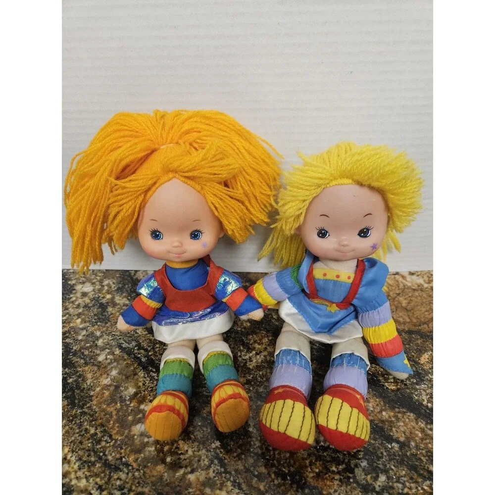 Vintage 1983 Rainbow Brite Dolls Lot of 2 - Original Mattel Hallmark- Bendy